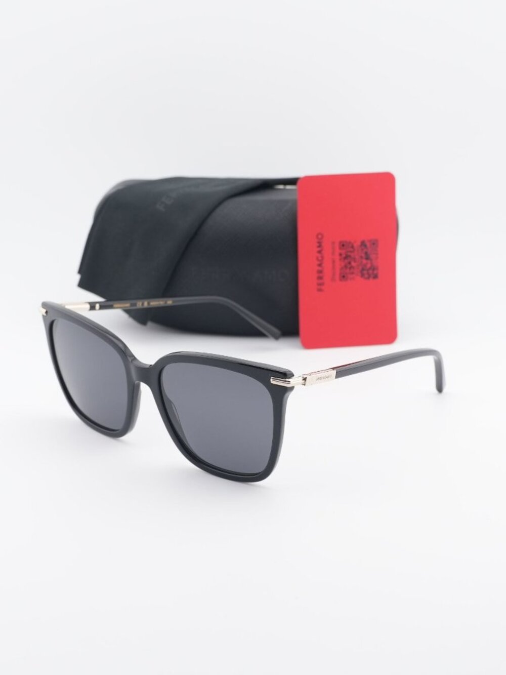 Salvatore Ferragamo SF2037S 001 Square Sunglasses - Black / Grey